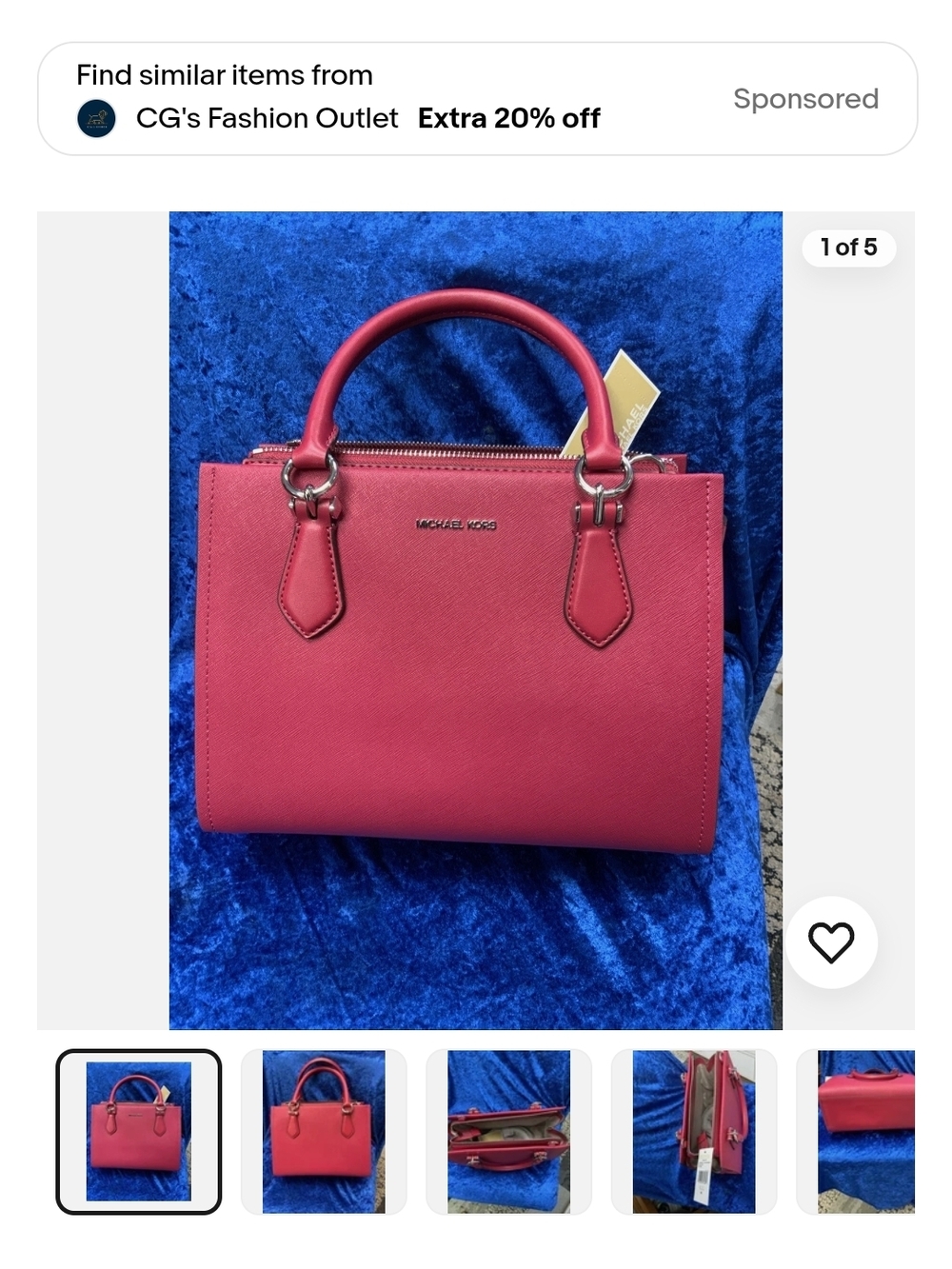 Michael Kors Pink Saffiano Leather Satchel - Picture 3 of 3